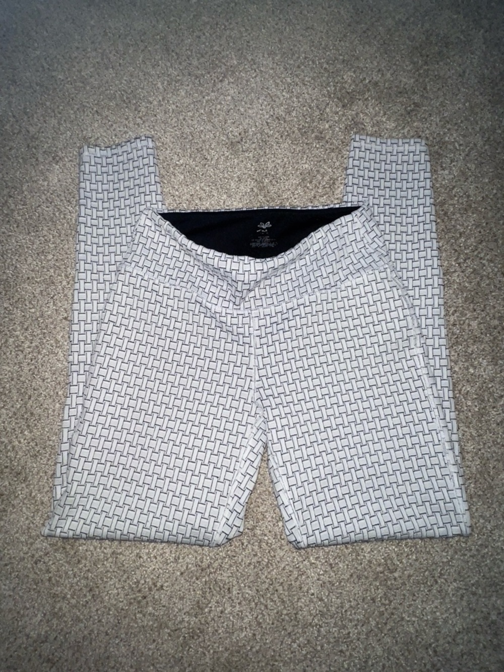 Athleta White & Black Geometric Ponte Leggings